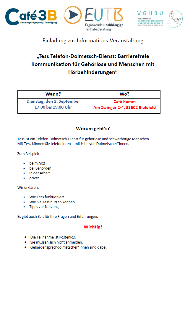 Informations-Veranstaltung "Tess"